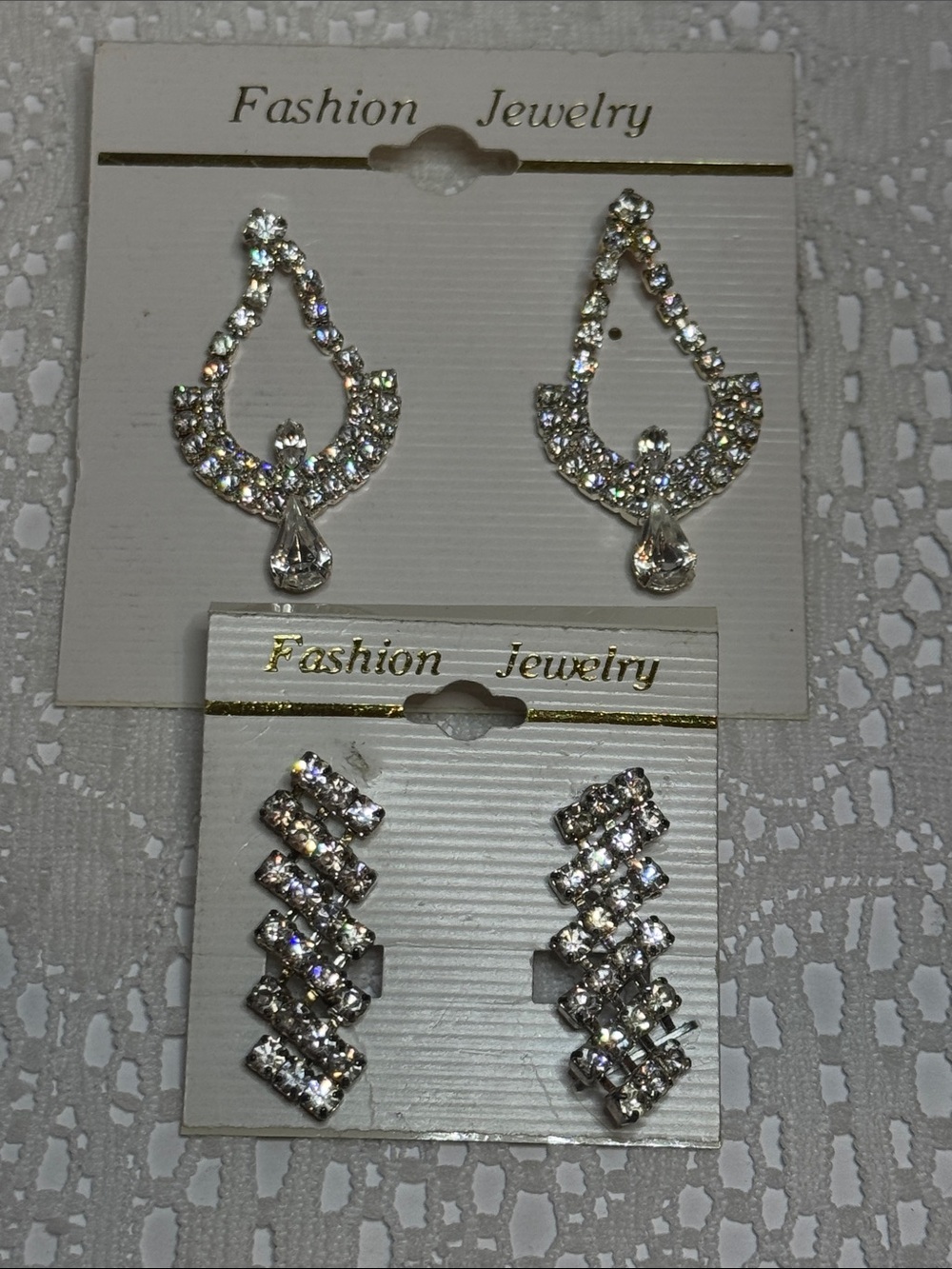 Fashion Rhinestone Jewelry Clear Crystal Teardrop Cluster Earrings Set Pair NEW